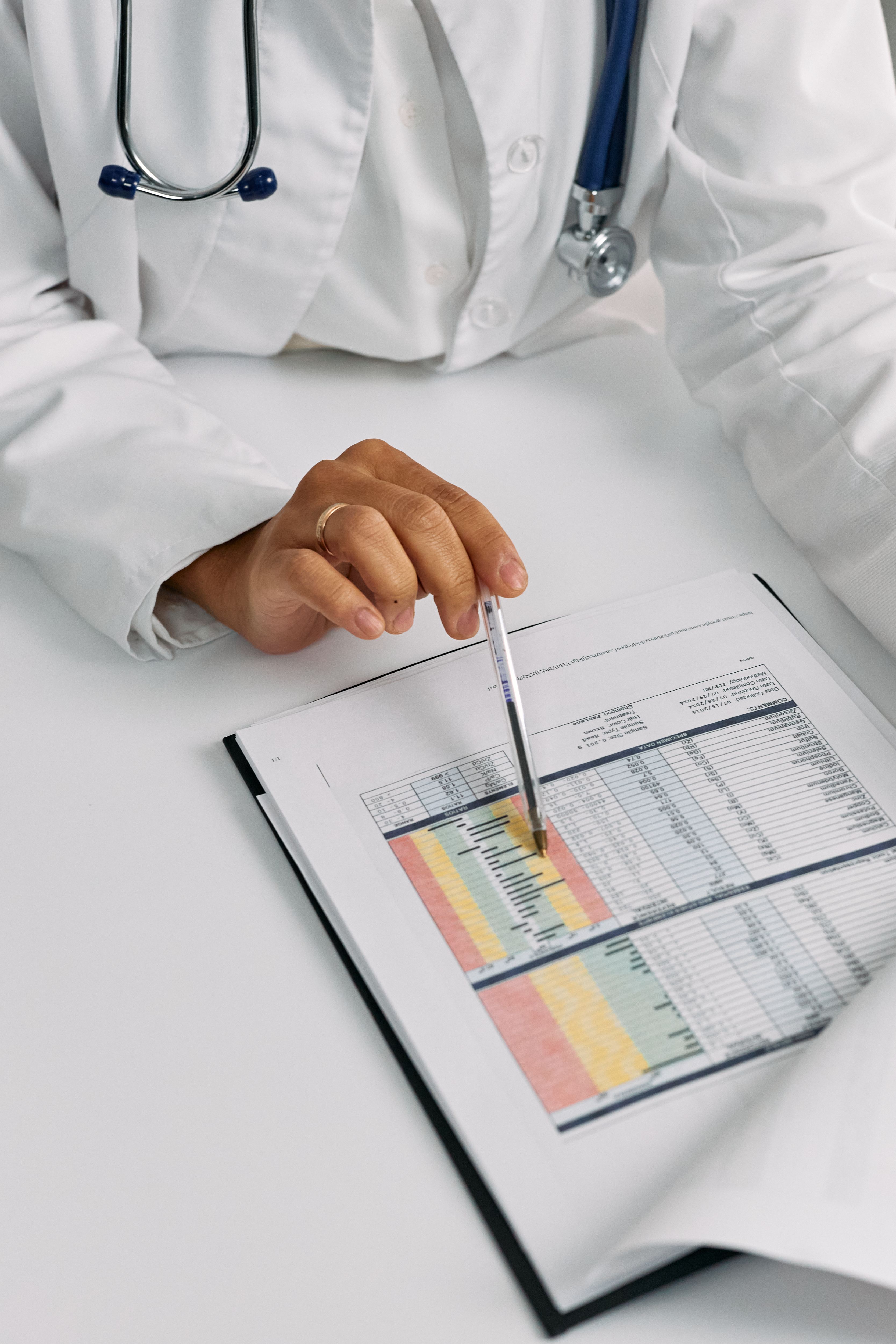 Doctor reviewing a medical report
